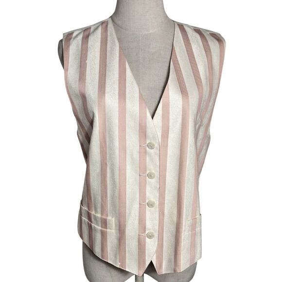 Liz Claiborne Pink & White Striped Tailored Vest - Picture 1 of 10